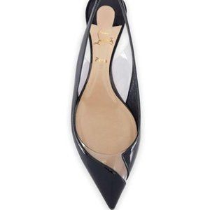 Christian Louboutin V DEC PVC Patent Slingback Flat Sandals Shoes